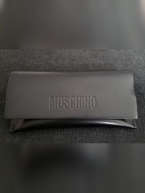 New Moschino Dark Black Leather Glasses Pouch